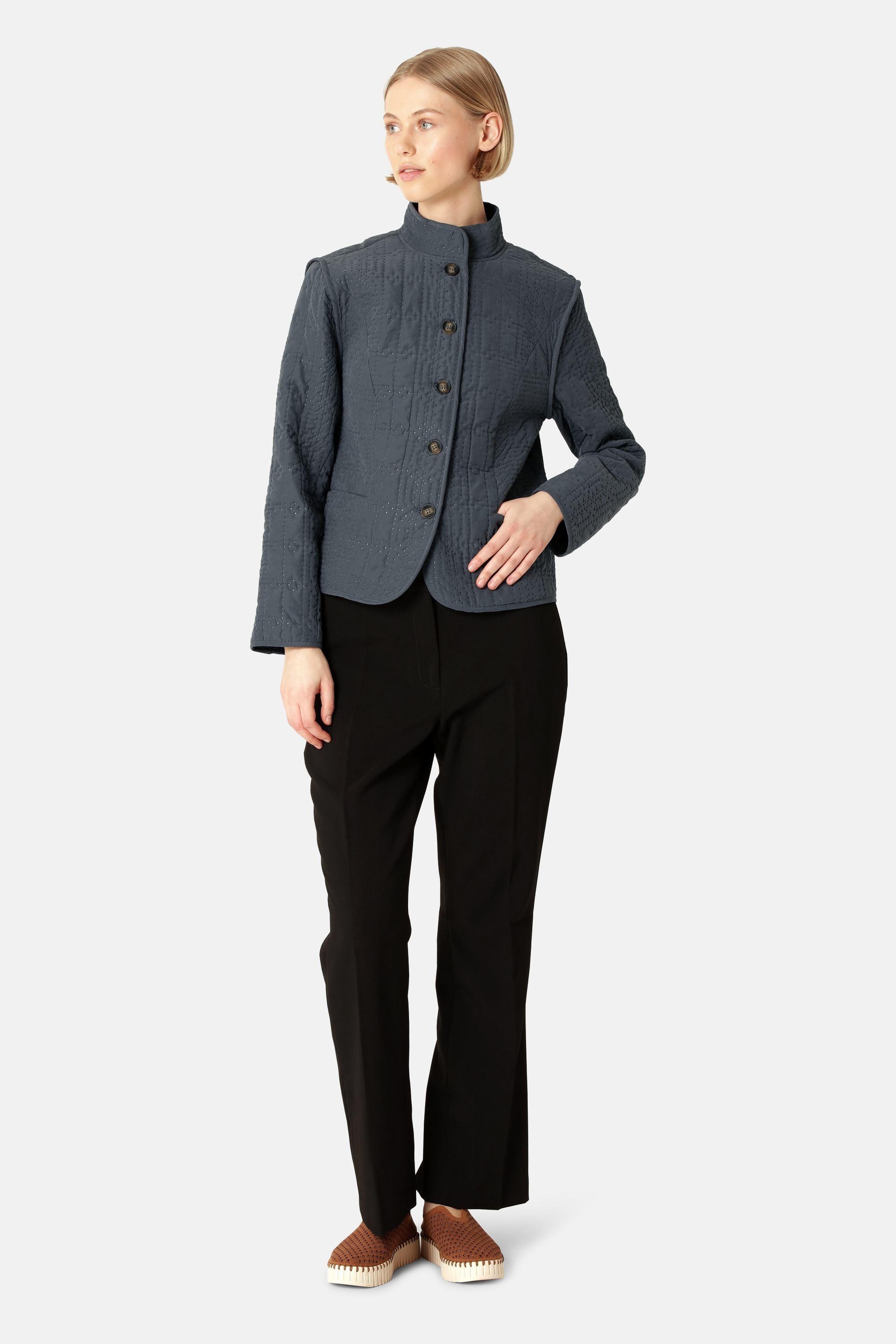 Short Quilted Jacket - Ombre Blue